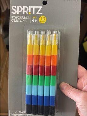 Spritz Stackable Crayons — Yellow, Orange, Red, Green, Light Blue, Blue, Black